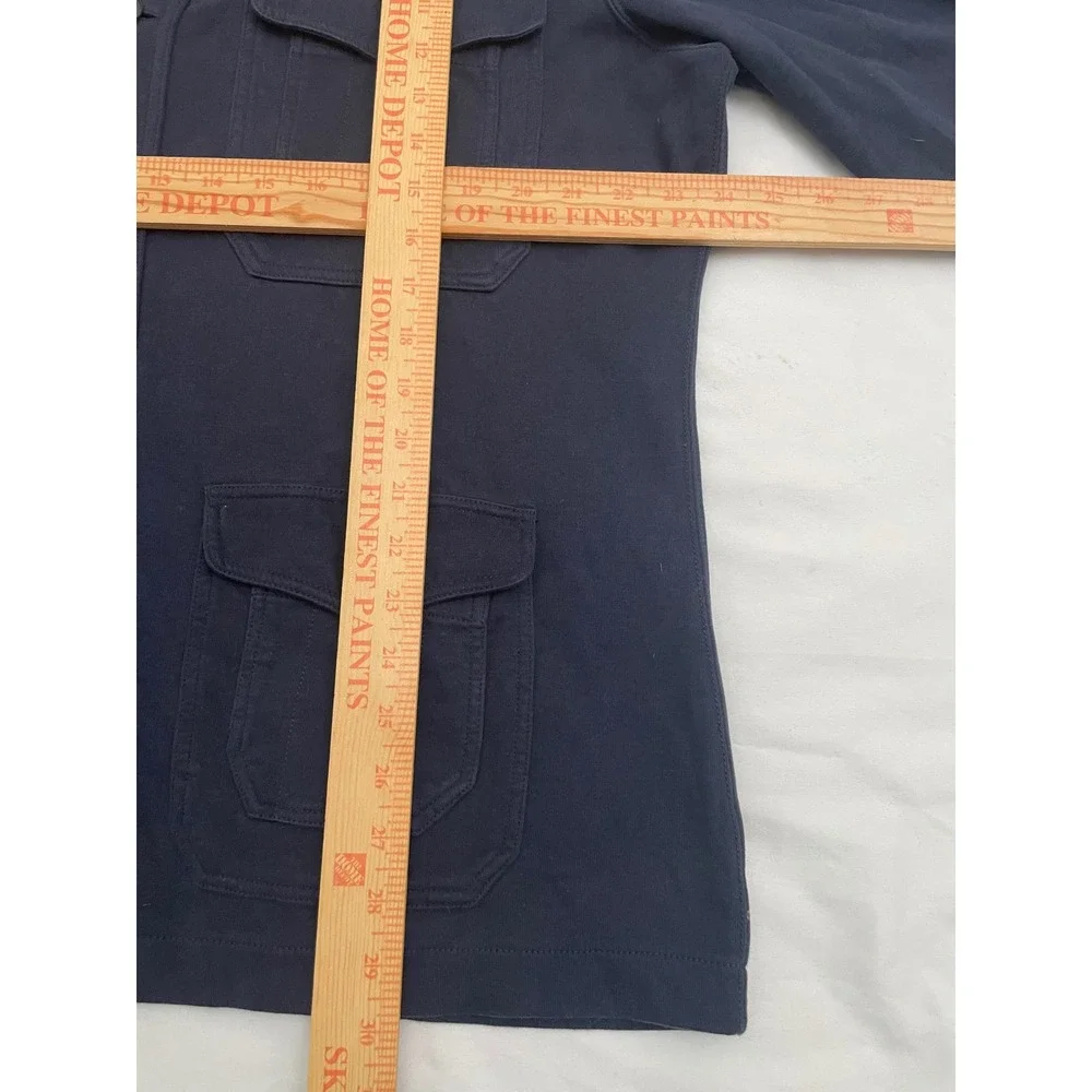 Vintage Polo Ralph Lauren Cardigan XL Blue Utility Pockets Leather Elbow Patches